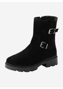 Stiefelette sheego, Damen, Gr. 41, XL-Schaft, schwarz, Leder, Veloursleder, Schuhe Stiefelette