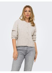 Jacqueline de Yong Strickjacke JDY "JDYLUMI LIFE L/S BUTTON CARDIGA KNT NOOS", Damen, Gr. M, beige (birch detail:melange), Strick, Obermaterial: 52% Polyester, 41% Polyacryl, 4% Wolle, 3% Elasthan, meliert, regular fit normal, Rundhals, Strickjacken Strickjacke
