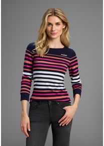 Langarmshirt Kangaroos, Damen, Gr. 52/54, bunt (marine, pastell, gestreift), Rippware, Obermaterial: 100% Baumwolle, geringelt, kontrastfarbene Details, figurbetont h&uuml;ftbedeckend, Rundhals, Shirts Langarmshirt, k&ouml;rpernahe Passform, unifarben, sportlicher Look, aus Baumwolle, Topseller