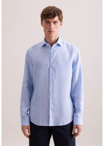 Leinenhemd Seidensticker "Schwarze Rose", Damen, Gr. M (40), normale &Auml;rmell&auml;ngen, hellblau, 100% Leinen, unifarben, slim fit, 2-Knopf-Manschette, Hemden Leinenhemd, Slim 1/1 Kentkragen Uni