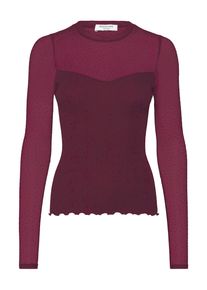 Langarmshirt rosemunde "Bernadine Shirt", Damen, Gr. XL, lila (beere), Strick, Obermaterial: 100% Baumwolle, unifarben, figurbetont h&uuml;ftlang, Rundhals, Shirts Langarmshirt, Spitzeneinsatz an Brust und &Auml;rmeln, feminin, bequem, reine Baumwolle