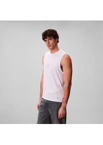 Tanktop Calvin Klein Jeans "JERSEY BADGE MUSCLE TANK", Herren, Gr. M, hellwei&szlig;, Jersey, Obermaterial: 100% Baumwolle, unifarben, regular fit normal, Rundhals, Tops Tanktop, Regular fit mit Rundhalsausschnitt