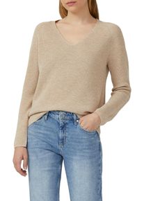 Strickpullover s.Oliver, Damen, Gr. 42, beige, Strick, Obermaterial: 60% Baumwolle, 40% Polyacryl, unifarben, regular fit taillenbedeckt, V-Ausschnitt, B&uuml;ndchen, Pullover Strickpullover, mit V-Ausschnitt