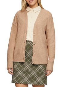 Strickjacke s.Oliver, Damen, Gr. 40, braun (camel), Strick, Obermaterial: 66% Baumwolle, 32% Polyester, 2% Elasthan, unifarben, bequem h&uuml;ftbedeckend, V-Ausschnitt, Strickb&uuml;ndchen, Strickjacken Strickjacke, mit V-Ausschnitt und Knopfleiste