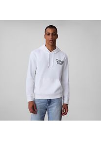 Hoodie Calvin Klein "400GSM TRRY SPRTSWR", Herren, Gr. XL, wei&szlig; (hellwei&szlig;), Sweatware, Obermaterial: 90% Baumwolle, 10% Polyester, unifarben, B&uuml;ndchen, Sweatshirts Hoodie