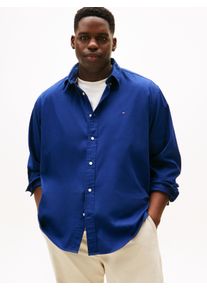 Tommy Hilfiger Big & Tall Langarmhemd, Herren, Gr. 4XL, N-Gr, blau (preppy navy), Web, Obermaterial: 98% Baumwolle, 2% Elasthan, TOMMY HILFIGER BIG & TALL, unifarben, klassisch normal, Rundhals, 1-Knopf-Manschette mit Schlitz, Hemden Langarmhemd, Gro&szlig;e Gr&ouml;&szlig;en, Button-Down-Kragen