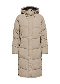 Steppmantel Only "ONLMEGAN LIFE LONG PUFFER COAT CS OTW", Damen, Gr. L, silber (silber mink), Steppware, Obermaterial: 100% Polyester, unifarben, lang, M&auml;ntel Steppmantel, verdeckter Zipper, Rei&szlig;verschlusstaschen, winddicht