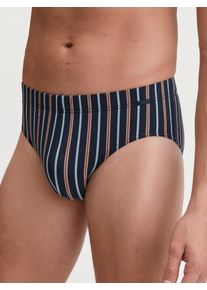 Slip Calida "Grafic Cotton", Herren, Gr. S (46/48), braun (glazed ginger), Single Jersey, Obermaterial: 90% Baumwolle, 10% Elasthan, k&ouml;rpernah, Unterhosen Slip, gestreift, ohne Eingriff, &uuml;berzogenem Bund, Single Jersey, elastisch