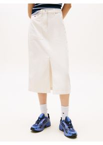 Cordrock Tommy Jeans "TJW CLAIRE UTILITY SKIRT CORD", Damen, Gr. 29, wei&szlig; (ancient wei&szlig;), Cord, Obermaterial: 100% Baumwolle, unifarben, gerade ca. Mitte Wade, R&ouml;cke Cordrock