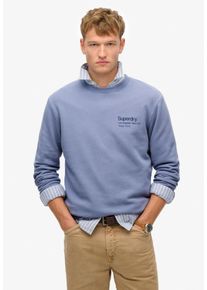 Sweatshirt Superdry "CORE LOGO CITY CREW", Herren, Gr. S, blau (tempest blau), angeraute Sweatware, Obermaterial: 100% Seide, bedruckt, relaxed fit, Rundhals, Rippb&uuml;ndchen, Sweatshirts Sweatshirt