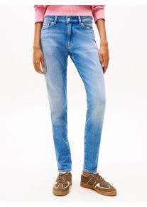 Straight-Jeans Tommy Jeans "LUCY MR SLIM DI5133", Damen, Gr. 29, L&auml;nge 32, blau (denim medium), Denim/Jeans, Obermaterial: 98% Baumwolle, 2% Elasthan, unifarben, slim fit, Jeans Straight-Jeans
