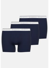 Boxershorts Bugatti "Pisa", Herren, Gr. 7 (XL), blau, Single Jersey, Obermaterial: 95% Baumwolle, 5% Elasthan, k&ouml;rpernah, Unterhosen Boxershorts, breiter Bund, mit Logo, atmungsaktiv, Baumwollmix, eng, basic
