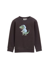 Sweater Tom Tailor, Jungen, Gr. 104/110, grau (coal grau), Sweatware, Obermaterial: 70% Baumwolle, 30% Polyester, bedruckt, regular fit h&uuml;ftbedeckend, Rundhals, Flachstrickb&uuml;ndchen, Sweatshirts Sweater, mit Dino-Print