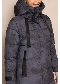 Steppmantel Zhrill "2 in 1 Mantel und Weste", Damen, Gr. S, schwarz, grau, Web, Obermaterial: 100% Polyester, normal kniebedeckend, ohne Ausschnitt, abnehmbar Windstopperb&uuml;ndchen, M&auml;ntel Steppmantel, Kapuze abnehmbar