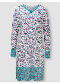 w&auml;schepur Nachthemd W&Auml;SCHEPUR "Nachthemd", Damen, Gr. 36/38, Normalgr&ouml;&szlig;en, beige (ecru, ozean, bedruckt), 50% Baumwolle, 50% Viskose, bedruckt, gebl&uuml;mt, gemustert, mehrfarbig, Kleider Nachthemd