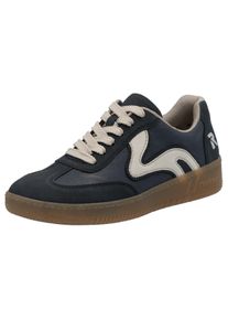 Plateausneaker RIEKER SPORT, Damen, Gr. 43, grau (nachtblau, grau), Lederimitat, Schuhe Plateausneaker, Freizeitschuh, Halbschuh, Schn&uuml;rschuh in veganer Verarbeitung