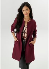 Longblazer Aniston SELECTED, Damen, Gr. 48, rot (bordeaux), Ottomane, Obermaterial: 100% Polyester, unifarben, figurumspielend ca. Mitte Oberschenkel, Rundhals, eingesetzt normaler Saum, Blazer Longblazer, in modischer L&auml;nge, Topseller