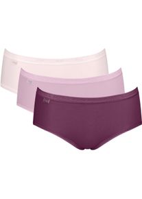 Midislip Sloggi "Basic+ Midi C3P", Damen, Gr. 50, bunt (multiple colours 13), Single Jersey, Obermaterial: 95% Baumwolle, 5% Elasthan, k&ouml;rpernah, Unterhosen Midislip, perfekter Sitz, Topseller
