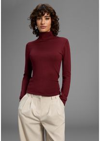 Rollkragenpullover Laura Scott, Damen, Gr. 44, bordeaux, mel, Feinstrick, Obermaterial: 70% Viskose, 30% Polyamid, unifarben, Basic, sehr figurbetont h&uuml;ftbedeckend, hoch geschlossener Ausschnitt, Rippb&uuml;ndchen, Pullover Rollkragenpullover, Feinstrick in figurbetonter Longform