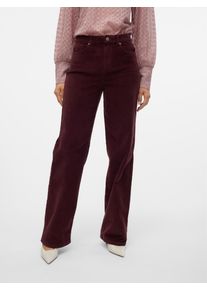 V&eacute;ro Moda Cordhose VERO MODA "VMTESSA HR WIDE CORDUROY PANTS GA NOOS", Damen, Gr. 26, L&auml;nge 30, winetasting, Cord, Obermaterial: 98% Baumwolle, 2% Elasthan, unifarben, bequem normal, Hosen Cordhose