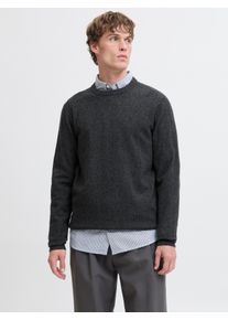 Jack & Jones Strickpullover JACK & JONES "JJEPERFECT WOOL KNIT CREW NECK SN", Herren, Gr. XS, schwarz (schwarz beauty detail:melange), Strick, Obermaterial: 32% Baumwolle, 28% Polyester, 20% Wolle, 20% Nylon, meliert, regular fit, Rundhals, B&uuml;ndchen, Pullover Strickpullover