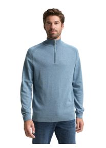 Troyer Tom Tailor, Herren, Gr. 3XL, faded blau melange, Strick, Obermaterial: 100% Baumwolle, meliert, regular fit taillenbedeckt, ohne Ausschnitt, Rippb&uuml;ndchen, Pullover Troyer, mit Logo Stickerei