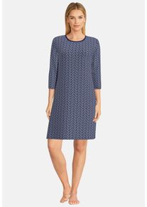 G&ouml;tzburg Nachthemd G&Ouml;TZBURG "Galway", Damen, Gr. 44 (XXL), N-Gr, blau, Single Jersey, Obermaterial: 100% Baumwolle, gemustert, l&auml;ssig geschnitten kniefrei, Rundhals, Kleider Nachthemd, 3/4 &Auml;rmel, Rundhalsausschnitt, knielang, Baumwolle, weich