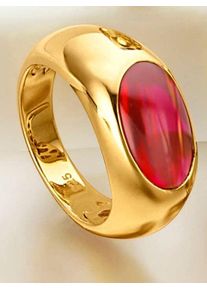 Fingerring Lady Gr. 16, rot, Fingerringe, Damen, 16, Glas Gold Metall, Glas, Gold, Metall, Fingerring