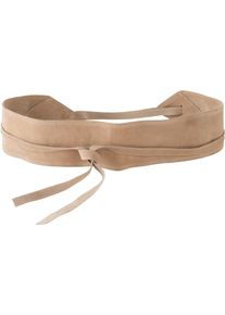 Lederg&uuml;rtel bonprix, Damen, Gr. 95, beige (latte macchiato), Leder, unifarben, G&uuml;rtel Lederg&uuml;rtel, aus Veloursleder, aus B&uuml;ffelleder, individuelle Passform