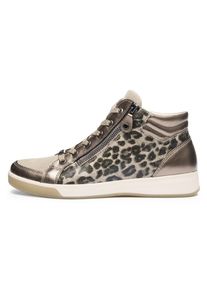 Sneakerboots Ara "ROM", Damen, Gr. 5,5 (38,5), beige, leo, Glattleder, Veloursleder, Schuhe Sneakerboots, Hightop Sneaker, Schn&uuml;rboots in Bequemweite G (= weit)