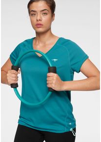 Funktionsshirt Kangaroos, Damen, Gr. 44/46, blau (petrol), Obermaterial: 100% Polyester, figurumspielend h&uuml;ftbedeckend, V-Ausschnitt, Shirts Funktionsshirt, Kurzarm, figurumspielend, mit V-Ausschnitt, gro&szlig;e Gr&ouml;&szlig;en, Topseller