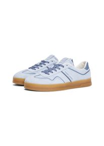 Plateausneaker Tommy Jeans "THE GREENWICH", Damen, Gr. 40, blau (hellblau), Veloursleder, Schuhe Plateausneaker, Schn&uuml;rer, Halbschuh, Freizeitschuh mit Kontrastbesatz