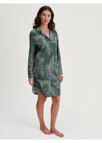 Nachthemd Calida "Favourites Glow", Damen, Gr. S (40/42), N-Gr, deep emerald gr&uuml;n, Single Jersey, Obermaterial: 50% Baumwolle, 50% Modal (TENCEL&trade;), bequem kniefrei, V-Ausschnitt, Kleider Nachthemd, Knopfleiste, Single Jersey Qualit&auml;t, weich, floraler Print
