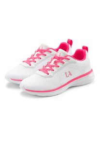 Sneaker Lascana "Turnschuhe", M&auml;dchen, Gr. 39, wei&szlig;, pink, Obermaterial: 60% Textilmaterial, 40% Lederimitat. Decksohle: 100% Textilmaterial. Futter: 100% Textilmaterial. Laufsohle: 100% Synthetik, kontrastfarbene Details, unifarben, Basic, Schuhe Sneaker, Freizeitschuh, Halbschuh im sportiven Look VEGAN, Topseller