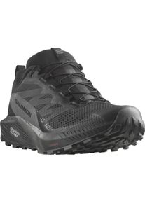 Trailrunningschuh Salomon "SENSE RIDE 5 GORE-TEX", Herren, Gr. 45, schwarz (schwarz, grau), Synthetik, Textil, Schuhe Trailrunningschuh, wasserdichte Trailrunningschuhe