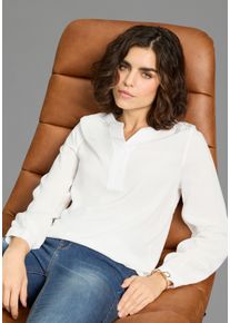 Schlupfbluse Laura Scott, Damen, Gr. 40, wei&szlig;, Web, Obermaterial: 100% Viskose, unifarben, figurumspielend h&uuml;ftbedeckend, 1-Knopf-Manschette, Blusen Schlupfbluse, f&uuml;r Casualmode und Streetwear, aus Viskose, unifarbene Optik