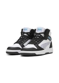 Sneaker Puma "REBOUND V6 MID SPACE BELLE JR", M&auml;dchen, Gr. 38, wei&szlig; (Puma schwarz, lila crush, Puma wei&szlig;), Synthetik, Schuhe Sneaker