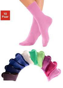 H.I.S. Freizeitsocken H.I.S, Damen, Gr. 39-42, bunt (1x rosa, 1x pink, 1x altrosa, 3x blau, 1x braun, 2x gr&uuml;n, 1x ecru), Obermaterial: 76% Baumwolle, 23% Polyamid, 1% Elasthan, unifarben, elastisch, Socken Freizeitsocken, mit weichen Rippb&uuml;ndchen