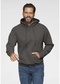 Kapuzensweatshirt Fruit of the Loom, Herren, Gr. L (48/50), grau (graphit), angeraute Sweatware, Obermaterial: 80% Baumwolle, 20% Polyester, unifarben, normal h&uuml;ftbedeckend, Rundhals, Rippb&uuml;ndchen, Sweatshirts Kapuzensweatshirt, mit K&auml;ngurutasche, Topseller