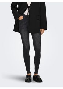 Skinny-fit-Jeans Only "ONLPOWER MID WAIST PUSH UP SK DNM BOX", Damen, Gr. XS (34), L&auml;nge 30, washed schwarz, Denim/Jeans, Obermaterial: 92% Baumwolle, 6% Polyester, 2% Elasthan, unifarben, skinny fit, Jeans Skinny-fit-Jeans