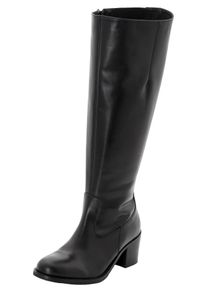 Weitschaftstiefel sheego, Damen, Gr. 42, XXL-Schaft, schwarz, Glattleder, Leder, Schuhe Weitschaftstiefel