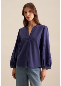 Tunika Seidensticker "Schwarze Rose", Damen, Gr. 38, blau (mittelblau), 65% Baumwolle, 35% Leinen, unifarben, Tuniken Tunika