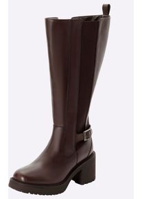 Weitschaftstiefel sheego, Damen, Gr. 40, XL-Schaft, braun, Leder, Schuhe Weitschaftstiefel