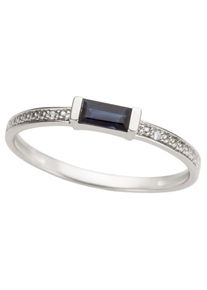 Fingerring Firetti "Schmuck Geschenk Gold 333 Damenring Goldring Edelstein Farbstein" Gr. 17, bunt (wei&szlig;goldfarben, blau), Fingerringe, Damen, 17, P2 = erkennbare Einschl&uuml;sse, Diamanten Wei&szlig;gold 333, 1,5mm, Diamanten, Wei&szlig;gold 333, Fingerring, mit Saphir - mit Brillant