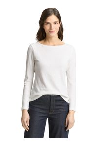 Langarmshirt Tom Tailor, Damen, Gr. M, whisper wei&szlig;, Single Jersey, Obermaterial: 100% Baumwolle, unifarben, regular fit h&uuml;ftbedeckend, U-Boot-Ausschnitt, Shirts Langarmshirt, unifarben