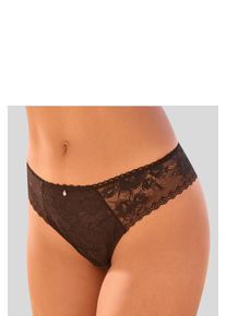 String Lascana, Damen, Gr. 44/46, schwarz, Spitze, Obermaterial: 87% Polyamid, 13% Elasthan, k&ouml;rpernah, Unterhosen String, rundherum aus floraler, dezent transparenter Spitze