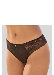 String Lascana, Damen, Gr. 36/38, schwarz, Spitze, Obermaterial: 87% Polyamid, 13% Elasthan, k&ouml;rpernah, Unterhosen String, rundherum aus floraler, dezent transparenter Spitze