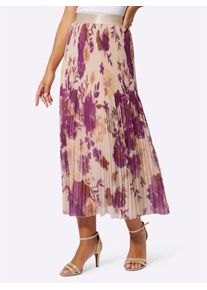 CR&Eacute;ATION L Plisseerock CREATION L, Damen, Gr. 18, pink (elfenbein, fuchsia, bedruckt), 100% Polyester, bedruckt, gebl&uuml;mt, gemustert, mehrfarbig, lang, R&ouml;cke Plisseerock