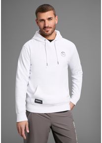 Kapuzensweatshirt Bruno Banani, Herren, Gr. 3XL (64/66), wei&szlig;, angeraute Sweatware, Obermaterial: 60% Baumwolle, 40% Polyester, bedruckt, schmal, B&uuml;ndchen, Sweatshirts Kapuzensweatshirt, lang&auml;rmlig, schmal geschnitten, bedrucktes Design