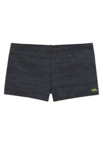 Boxer-Badehose Bruno Banani, Herren, Gr. 8 (58/60), N-Gr, schwarz (schwarz, grau), Polyamid, bedruckt, Badehosen Boxer-Badehose, mit trendigem Alloverprint, Topseller